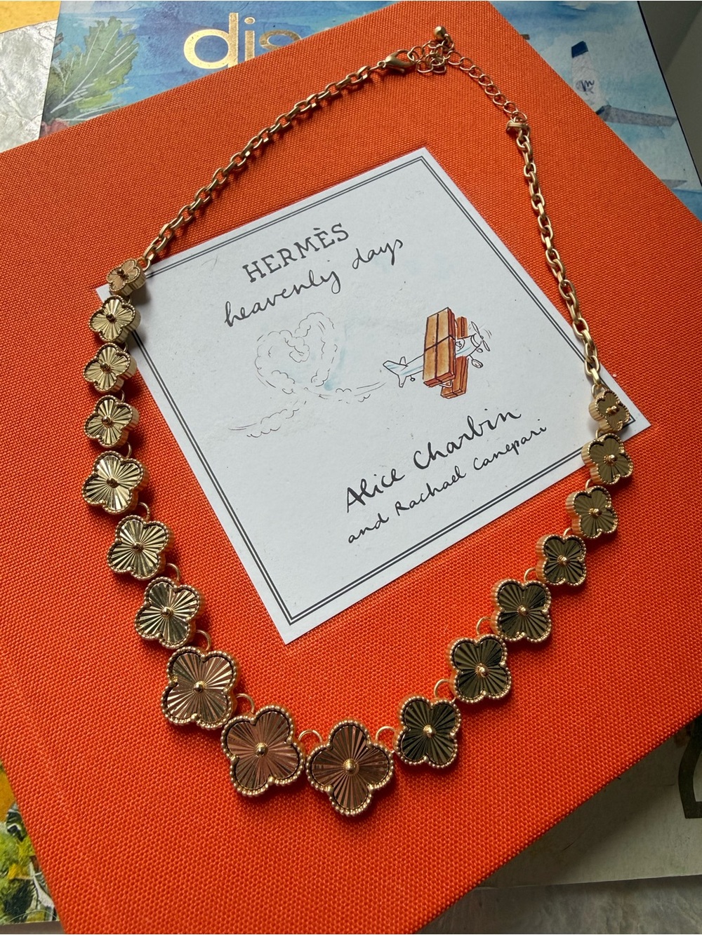 Gold Floral Link Necklace - Gold